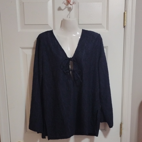 Michael Kors Elegant Navy Blue Women's Blouse Women's Large 🆕 - Picture 1 of 10